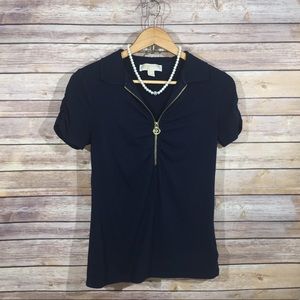 Michael Kors knit top. Zip front ruching detail